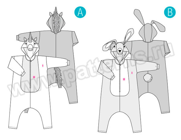 Выкройка Burda (Бурда) 2351 — Карнавальный костюм: Заяц, Единорог