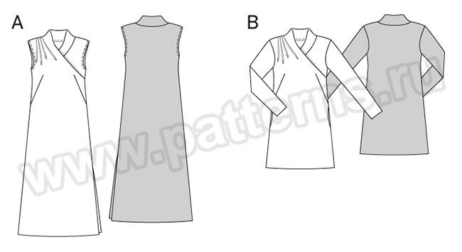 Выкройка Burda (Бурда) 6455 — Платье с драпировкой переда