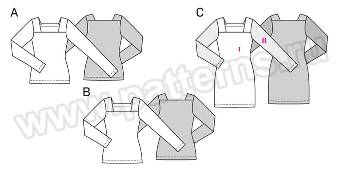 Выкройка Burda (Бурда) 6722 — Пуловер, Платье