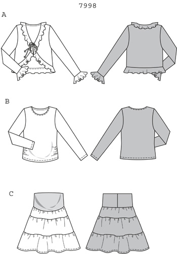Выкройка Burda (Бурда) 7998 — Комплект: жакет, пуловер, юбка (снята с производства)