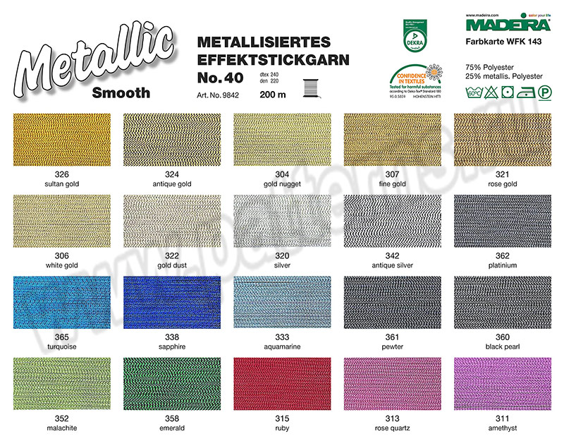 Metallic Smooth – металлизированная нить для вышивальных машин