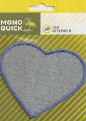 Термоаппликация Mono Quick (art.11) – Серо-голубое сердце
