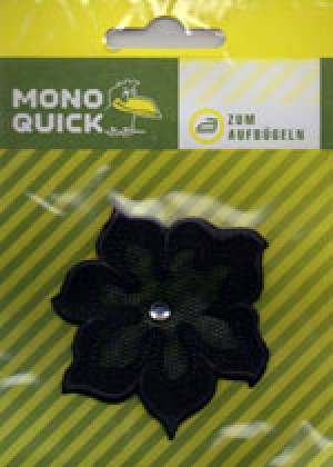 Термоаппликация Mono Quick (06576) – Цветок черный со стразом