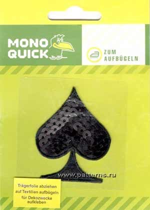 Термоаппликация Mono Quick (10430) – Масть Пики с пайетками