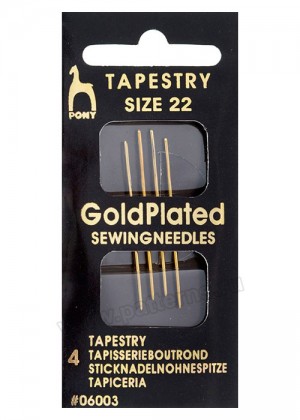 Иглы швейные ручные PONY 06003 – для гобелена и трикотажа Tapestry позолоченные № 22