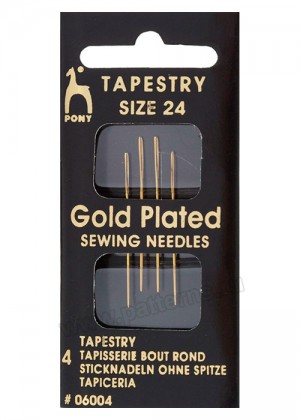 Иглы швейные ручные PONY 06004 – для гобелена и трикотажа Tapestry позолоченные № 24