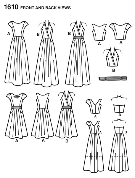 Выкройка Simplicity — Платье с плиссированной юбкой - S1610 (снята с производства)