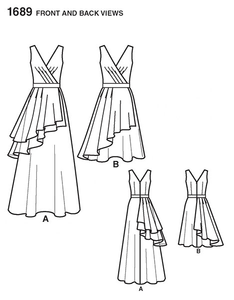 Выкройка Simplicity — Платье с асимметричной баской - S1689 (снята с производства)