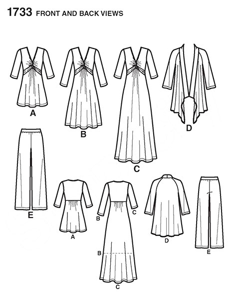 Выкройка Simplicity — Платье, Блуза, Жакет, Брюки - S1733 (снята с производства)