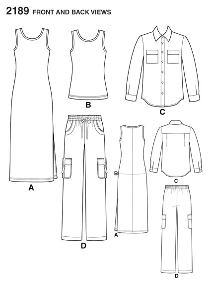 Выкройка Simplicity — Топ, Рубашка, Платье, Брюки - S2189 (снята с производства)