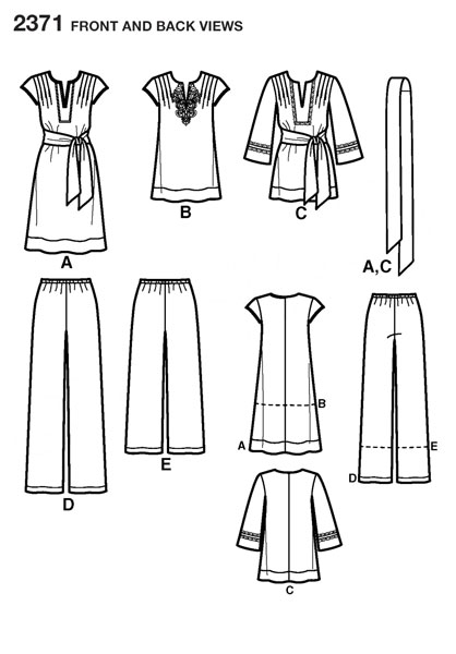 Выкройка Simplicity — Домашний костюм, Платье - S2371 (снята с производства)