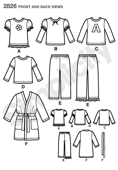 Выкройка Simplicity — Пижама детская - S2826 (снята с производства)