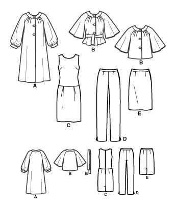 Выкройка Simplicity — Платье, Брюки, Юбка, Пальто - S3631 (снята с производства)