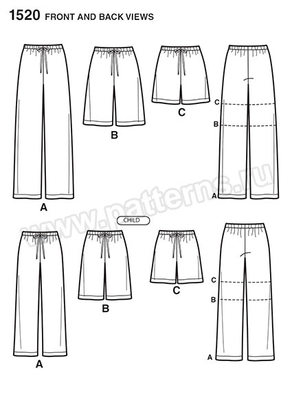 Выкройка Simplicity — Домашние брюки, шорты - S1520