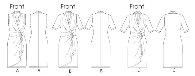 Выкройка Butterick — Платье драпированное с запахом - B5862 (снята с производства)