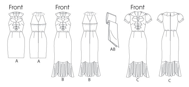Выкройка Butterick — Платье, декольте валаном - B5879 (снята с производства)
