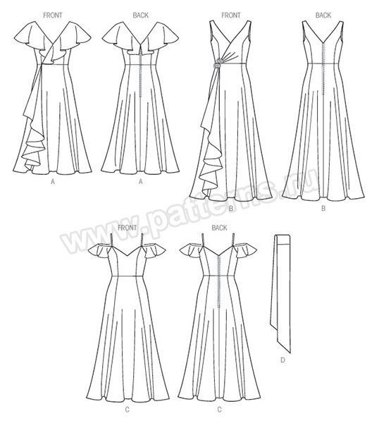 Выкройка Butterick — Платье с воланом - B6052 (снята с производства)