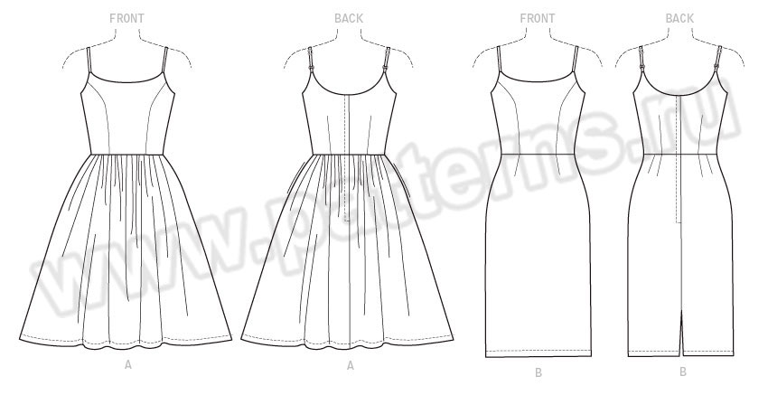 Выкройка Butterick — Платье с декольте и присборенной юбкой - B6453