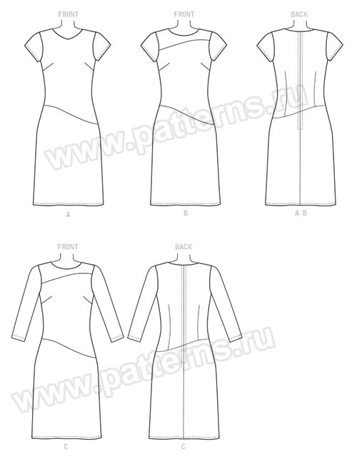 Выкройка Butterick — Платье с асимметричной кокеткой - B6480