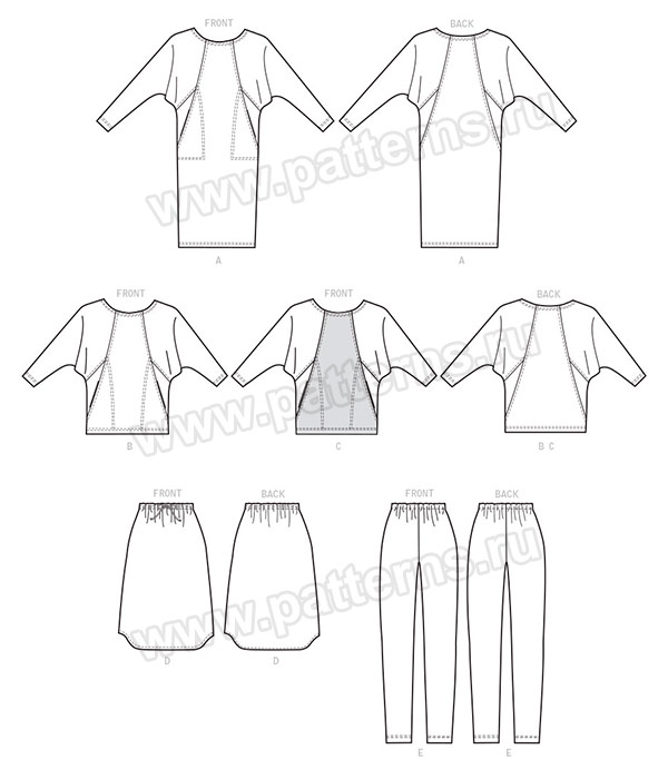 Выкройка Butterick — Платье, туника, брюки, юбка - B6525
