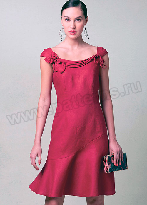 Выкройка Vogue — Платье с воланом и драпировкой на вырезе - V1542