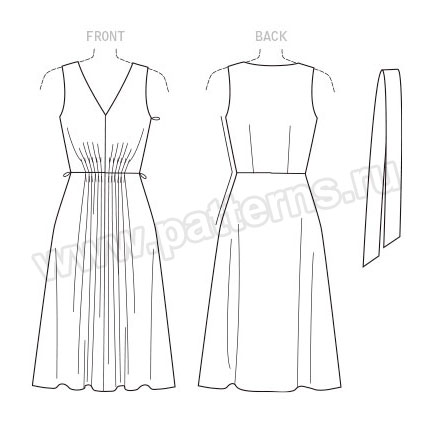 Выкройка Vogue — Платье с V-образным вырезом, складками спереди и поясом - V1543