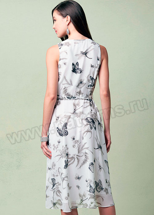 Выкройка Vogue — Платье с V-образным вырезом, складками спереди и поясом - V1543