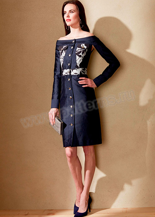 Выкройка Vogue — Платье с открытыми плечами и застежкой спереди - V1559