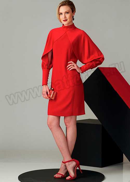 Выкройка Vogue — Платье с воротником-стойкой и широкими рукавами - V1565