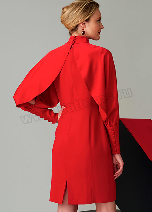 Выкройка Vogue — Платье с воротником-стойкой и широкими рукавами - V1565
