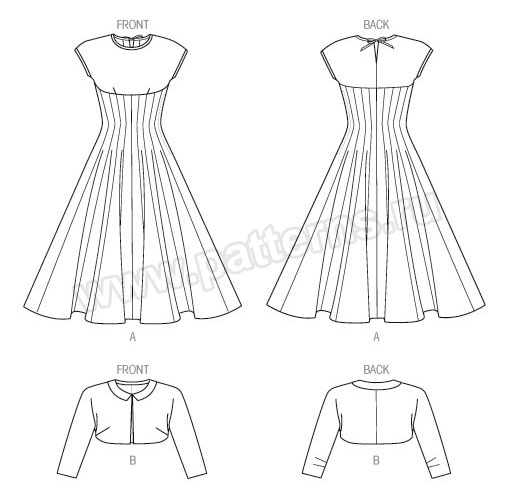 Выкройка Vogue — Ретро 1954: Платье и Болеро - V8999