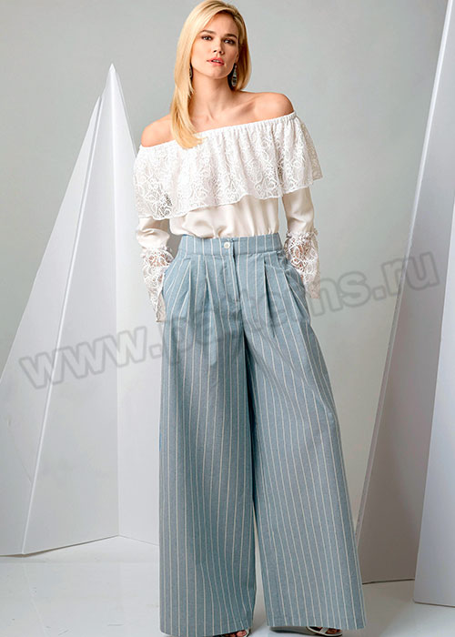 Выкройка Vogue — Блуза с открытыми плечами, широкие брюки и шорты - V9257