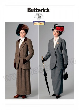 Выкройка Butterick — Исторический женский костюм (жакет и юбка) - B6337