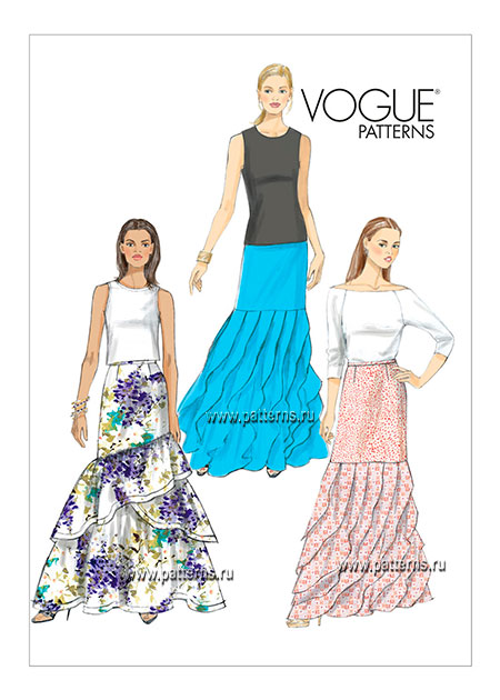 Выкройка Vogue — Многоуровневая юбка до пола - V9173