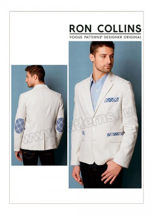 Выкройка Vogue — Мужской пиджак с контрастной строчкой и заплатками на локтях - V9262-MXX_40-46